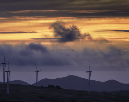 Windfarm with a cloudy sky in the background
